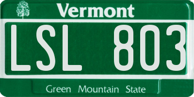 VT license plate LSL803