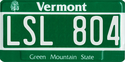 VT license plate LSL804