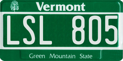 VT license plate LSL805