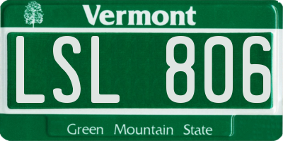 VT license plate LSL806