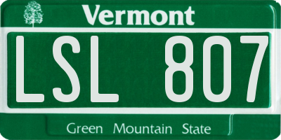VT license plate LSL807