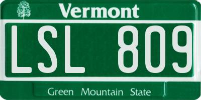 VT license plate LSL809