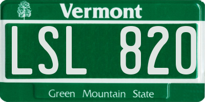 VT license plate LSL820