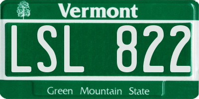 VT license plate LSL822