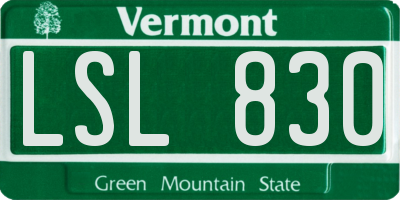 VT license plate LSL830