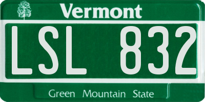VT license plate LSL832