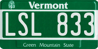 VT license plate LSL833