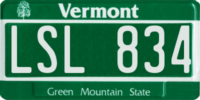 VT license plate LSL834