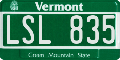 VT license plate LSL835