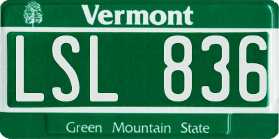 VT license plate LSL836