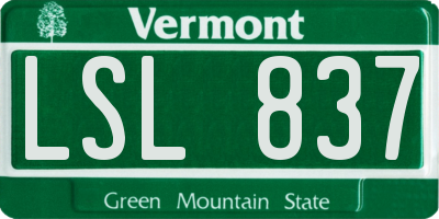 VT license plate LSL837