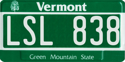 VT license plate LSL838
