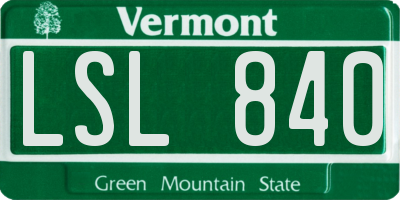 VT license plate LSL840