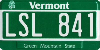 VT license plate LSL841