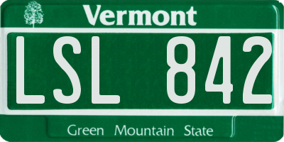 VT license plate LSL842