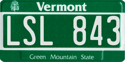 VT license plate LSL843