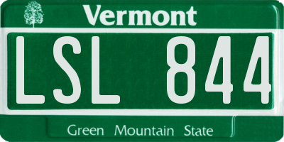 VT license plate LSL844