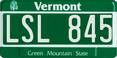 VT license plate LSL845
