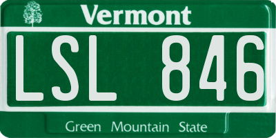 VT license plate LSL846