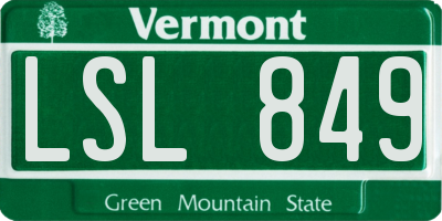 VT license plate LSL849