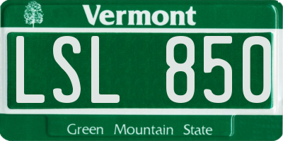 VT license plate LSL850
