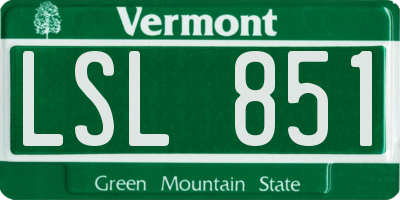 VT license plate LSL851