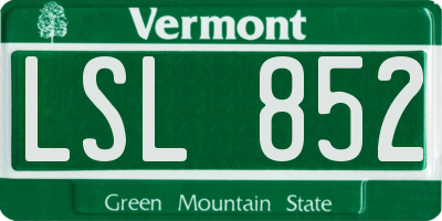 VT license plate LSL852