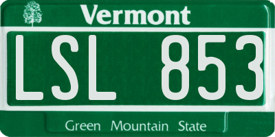 VT license plate LSL853