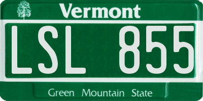 VT license plate LSL855