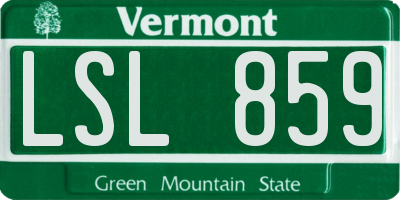 VT license plate LSL859