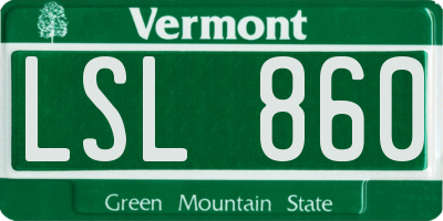 VT license plate LSL860