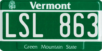 VT license plate LSL863