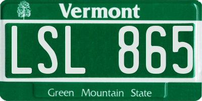 VT license plate LSL865