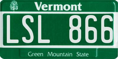 VT license plate LSL866