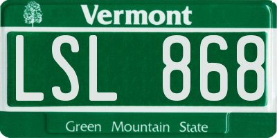 VT license plate LSL868