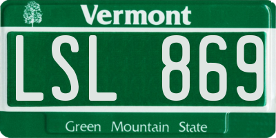 VT license plate LSL869