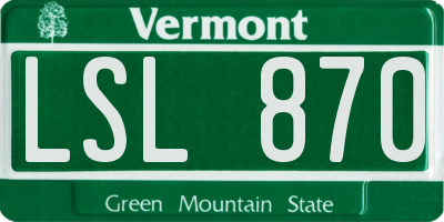 VT license plate LSL870