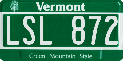 VT license plate LSL872
