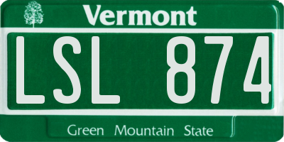 VT license plate LSL874