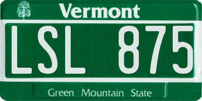 VT license plate LSL875