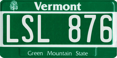 VT license plate LSL876