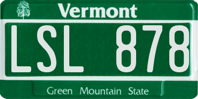 VT license plate LSL878