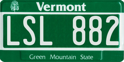 VT license plate LSL882