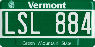 VT license plate LSL884