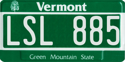 VT license plate LSL885