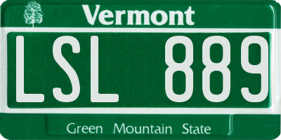 VT license plate LSL889