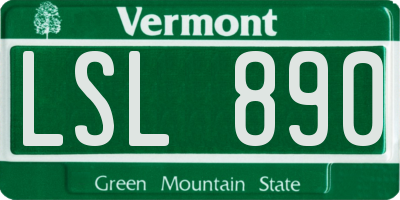 VT license plate LSL890
