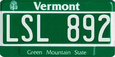 VT license plate LSL892