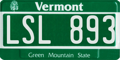 VT license plate LSL893