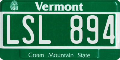 VT license plate LSL894